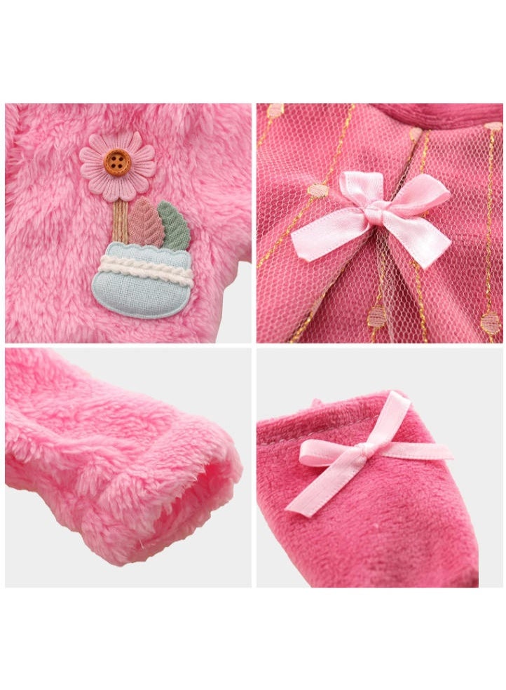 دايتويز ملابس دمى، بدلة وردية لطيفة غير رسمية مع فستان ومعطف وجوارب مناسبة للدمى مقاس 14-16 بوصة، مجموعة من 3 قطع - Image 5